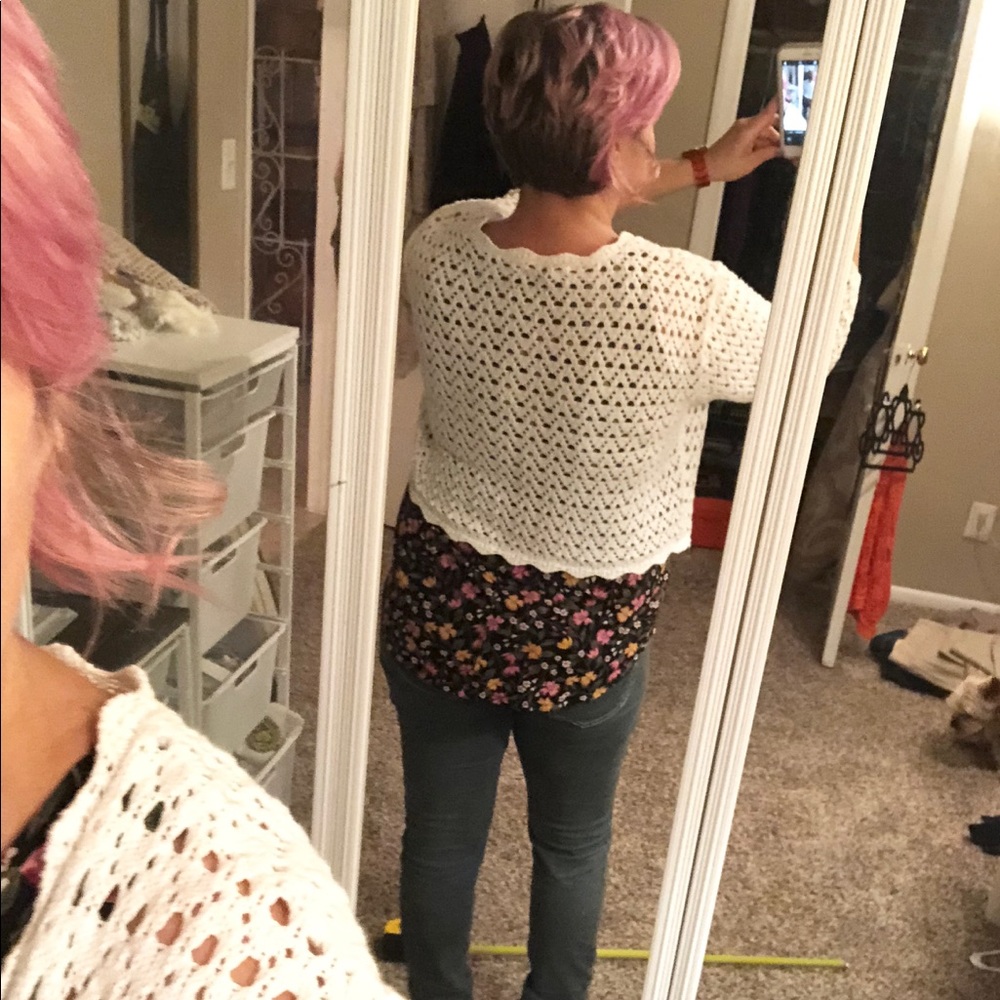 White open front cardigan